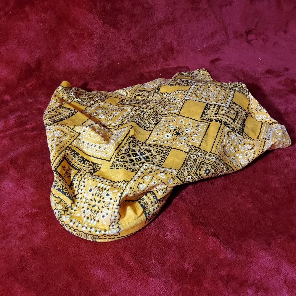 Triangle Bandana Head Scarf Yallow Paisley